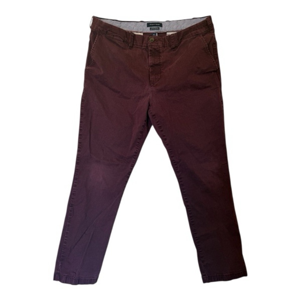 Tommy Hilfiger Slim Fit Stretch Straight Leg Men's Casual Pants Burgundy 38